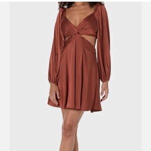 Astr Terracotta Smocked Dress